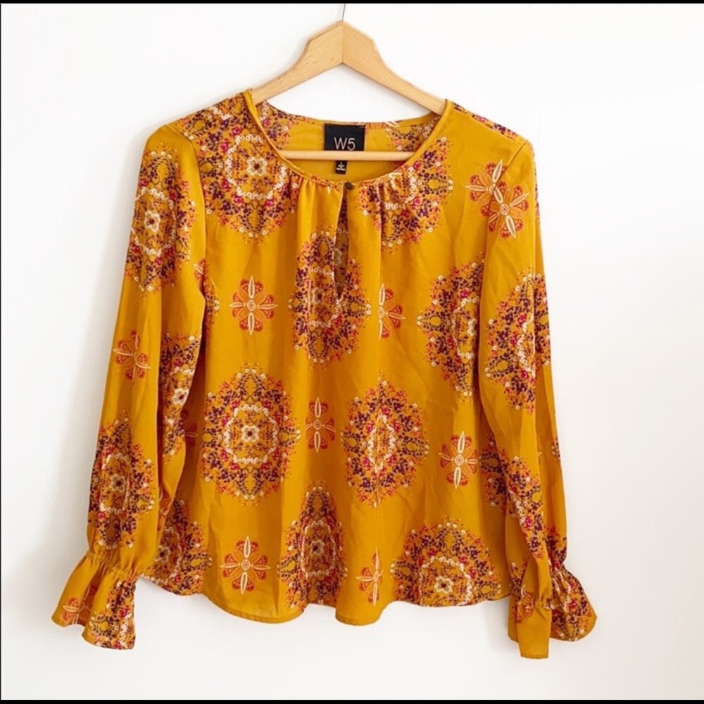 W5 💛🧡🤎Mustard print blouse